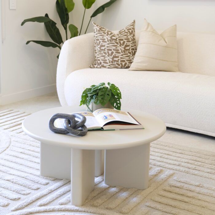 Ovo 80cm Round Cream Coffee Table for Modern Living Room