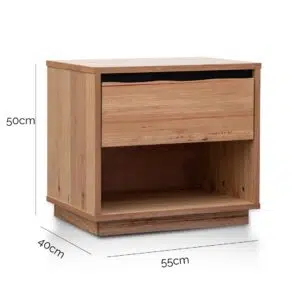 Leif Bedside Table Messmate Wood Compact Design Drawer Shelf
