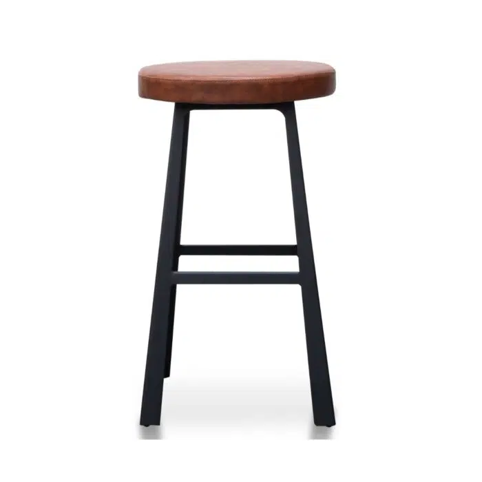 Jasper 65cm Bar Stool in Rustic Brown – Black Legs