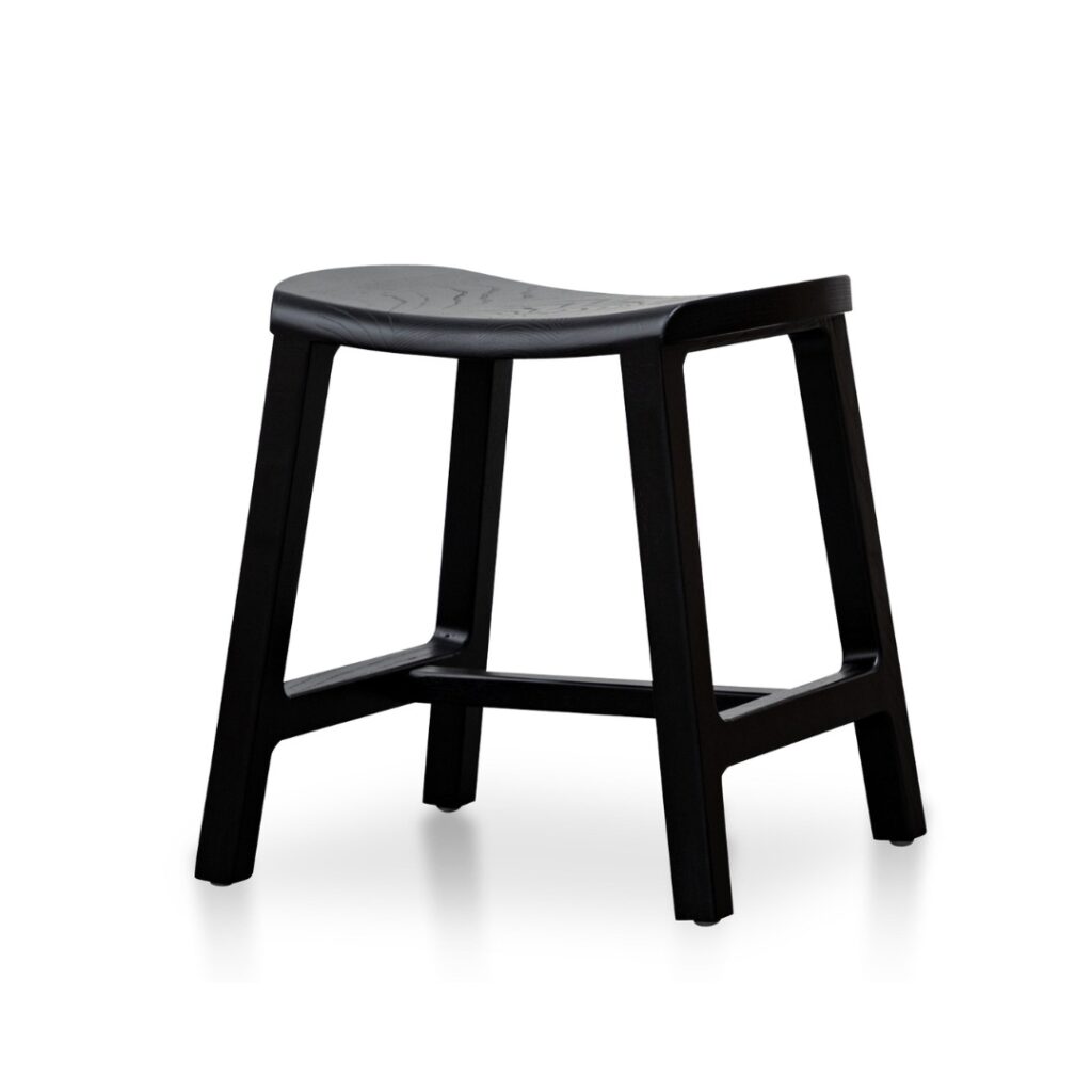 Kai 45cm Black Ash Wood Stool, Sleek, Compact, Modern Design