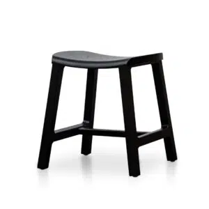 Kai 45cm Black Ash Wood Stool, Sleek, Compact, Modern Design