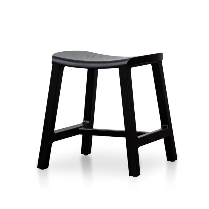 Kai 45cm Black Ash Wood Stool, Sleek, Compact, Modern Design