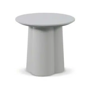 Light Grey Round Side Table, Modern Curved Design