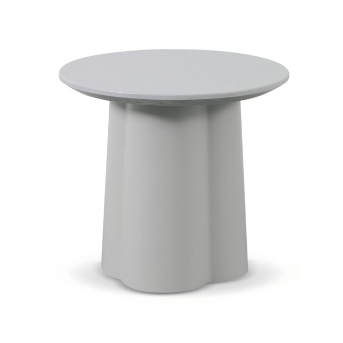 Light Grey Round Side Table, Modern Curved Design