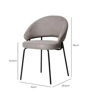 Remi dining chair in Moka fabric with ergonomic design and sturdy metal frame for modern interiors
