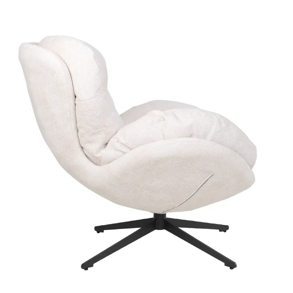 Beige swivel accent chair with soft cushion and steel frame