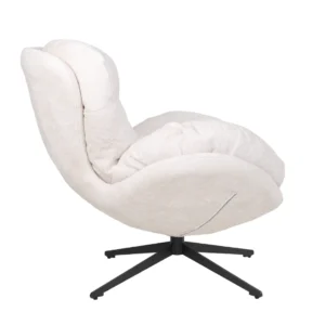 Beige swivel accent chair with soft cushion and steel frame