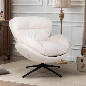 Beige Roland Swivel Chair, Luxurious Comfort, Versatile Design, 360-Degree Swivel, Durable Steel Frame