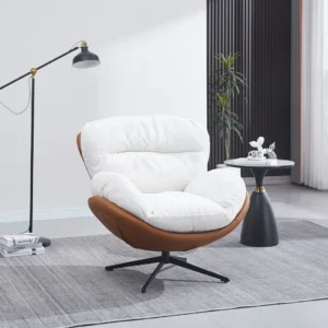 Beige Tan Swivel Accent Chair Modern Elegant Design