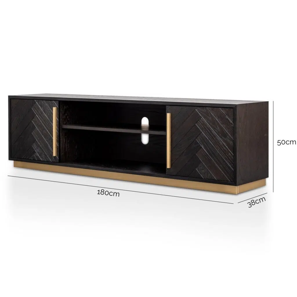 Romy TV Unit Black Brass Modern Design Storage