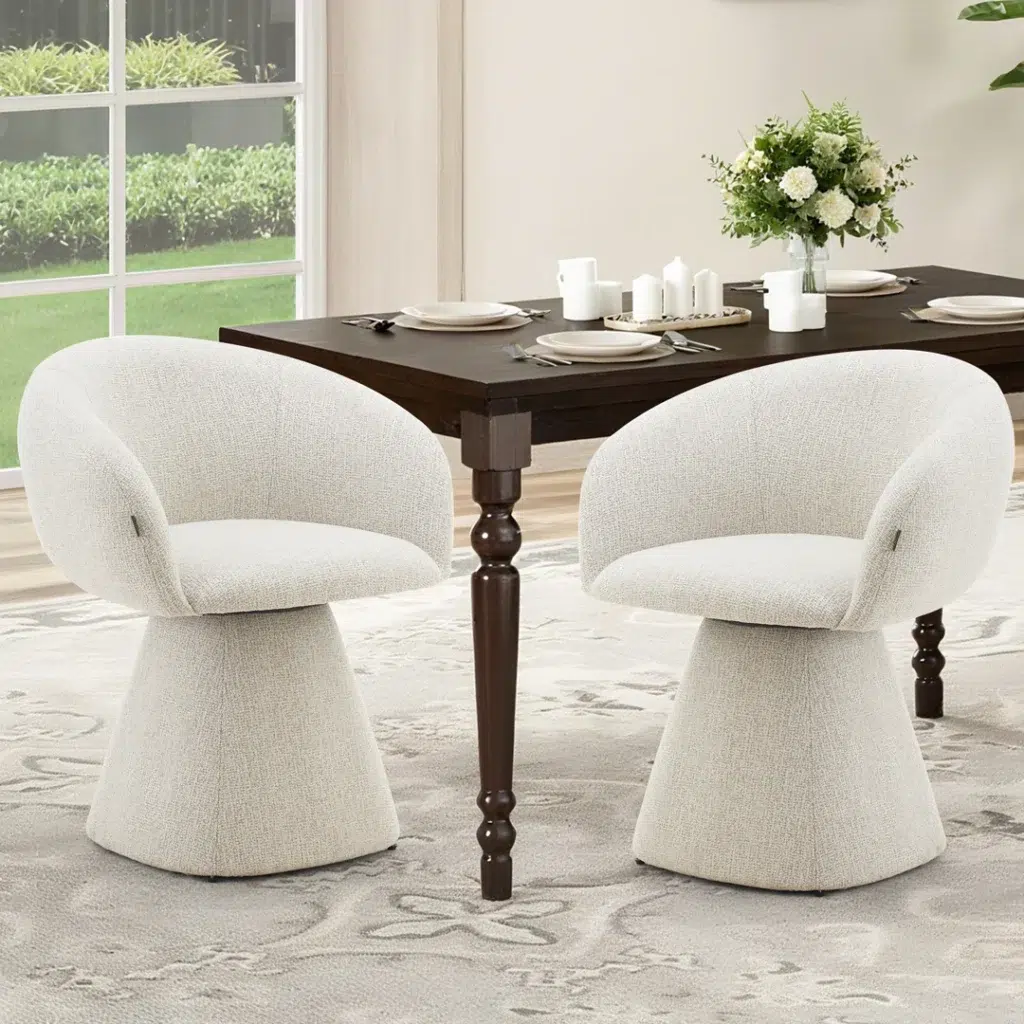 Elegant Stone Swivel Dining Chair, Modern Comfort, Durable Steel Frame