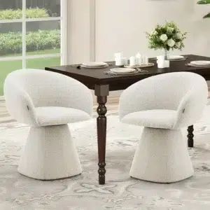 Elegant Stone Swivel Dining Chair, Modern Comfort, Durable Steel Frame