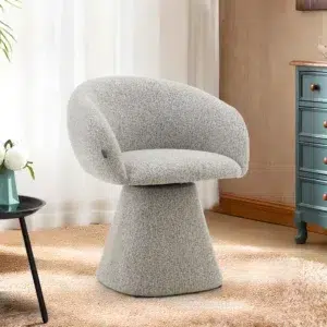 Fossil Grey Swivel Dining Chair, Modern Design, Comfortable Seat, Durable Steel Frame