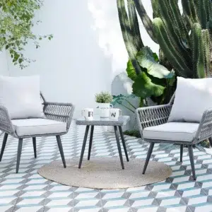 Isaac 3-piece outdoor lounge set for small balconies and patios, space-saving durable design