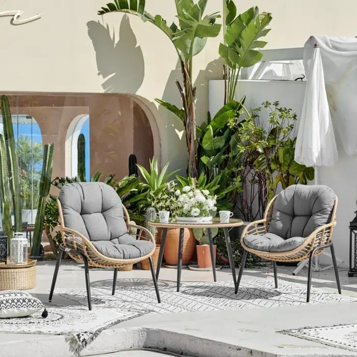 Elliot 3-Piece Outdoor Lounge Set Durable Weather-Resistant Space-Saving Modern Furniture