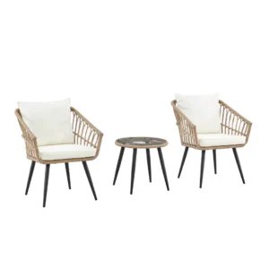 Jocelyn Outdoor Lounge Set 3 Piece Compact Durable Cream Balcony Patio