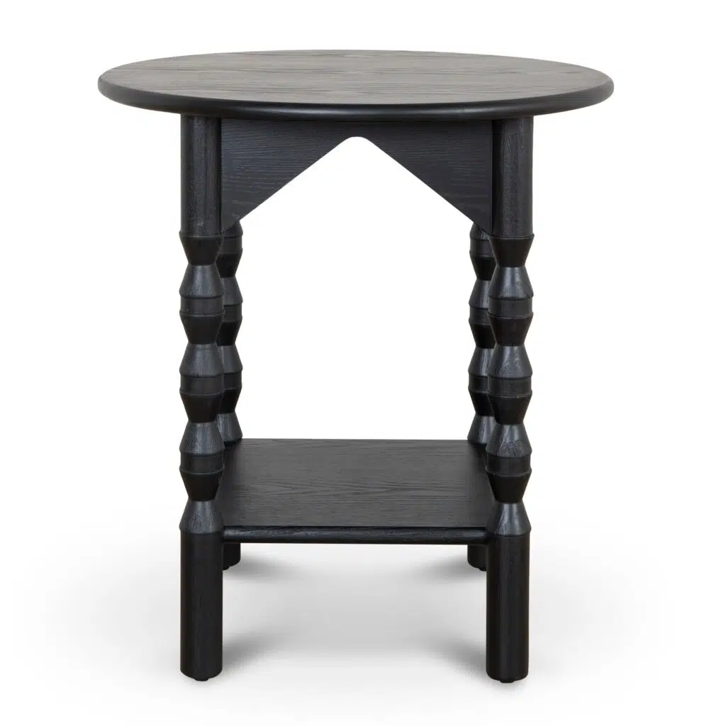 Sleek Lior Side Table in Black with Storage Shelf