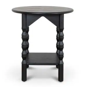 Sleek Lior Side Table in Black with Storage Shelf