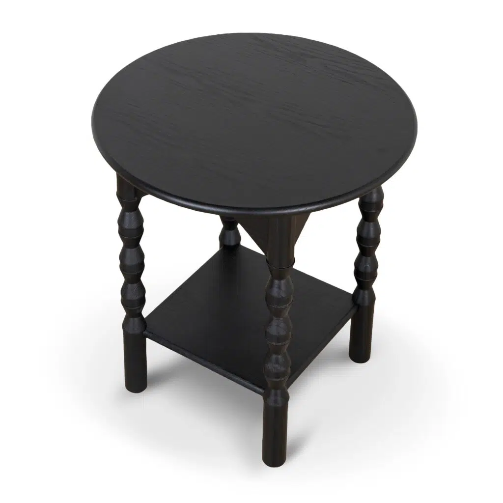 Sleek Lior Side Table in Black with Storage Shelf