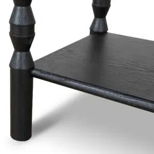 Sleek Black Lior Side Table with Storage Shelf