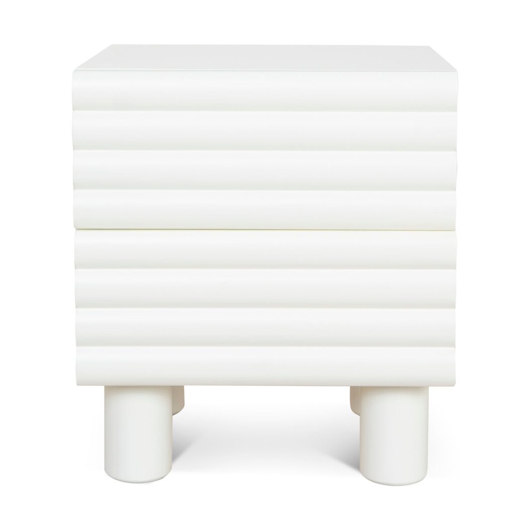 Rafi 48cm White Bedside Table with Drawers