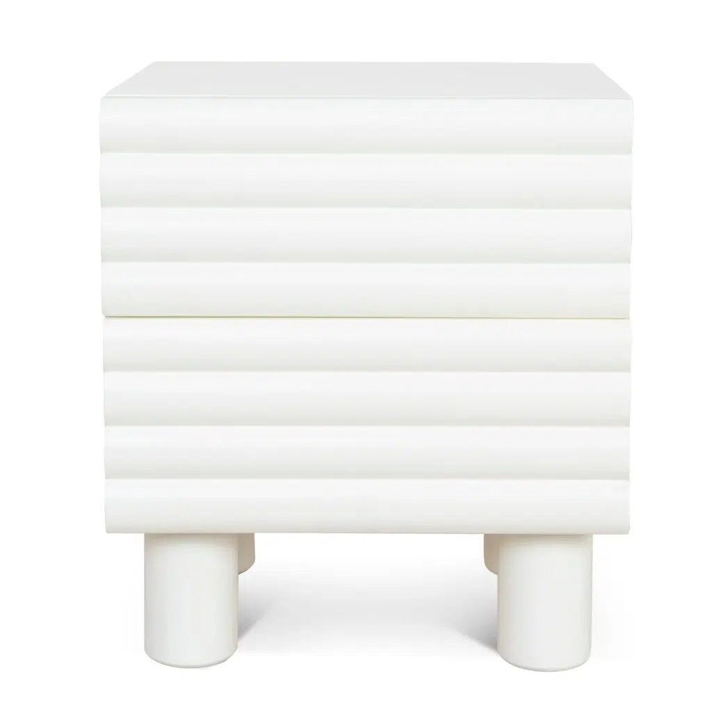 Rafi 48cm White Bedside Table with Drawers
