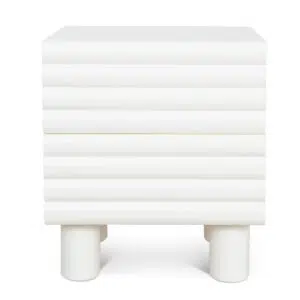Rafi 48cm White Bedside Table with Drawers