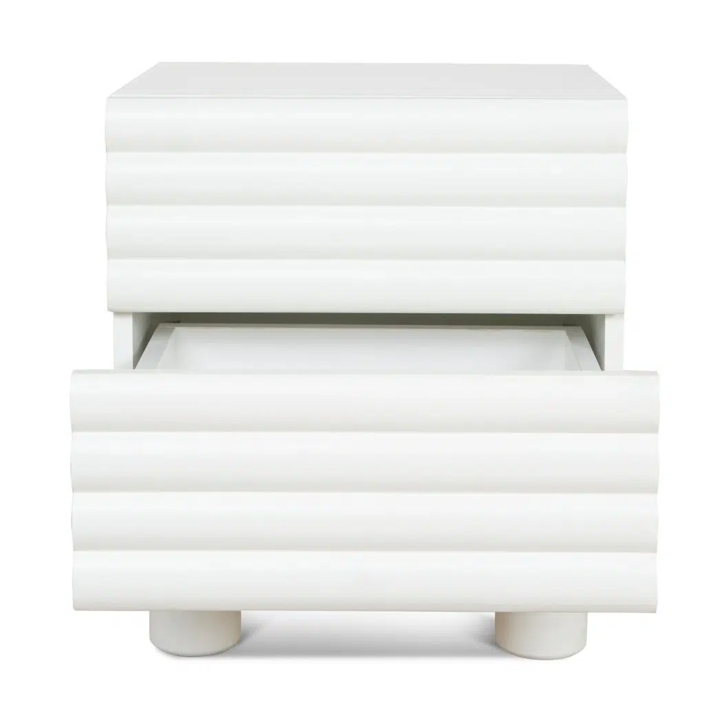 Rafi 48cm White Bedside Table with Drawers