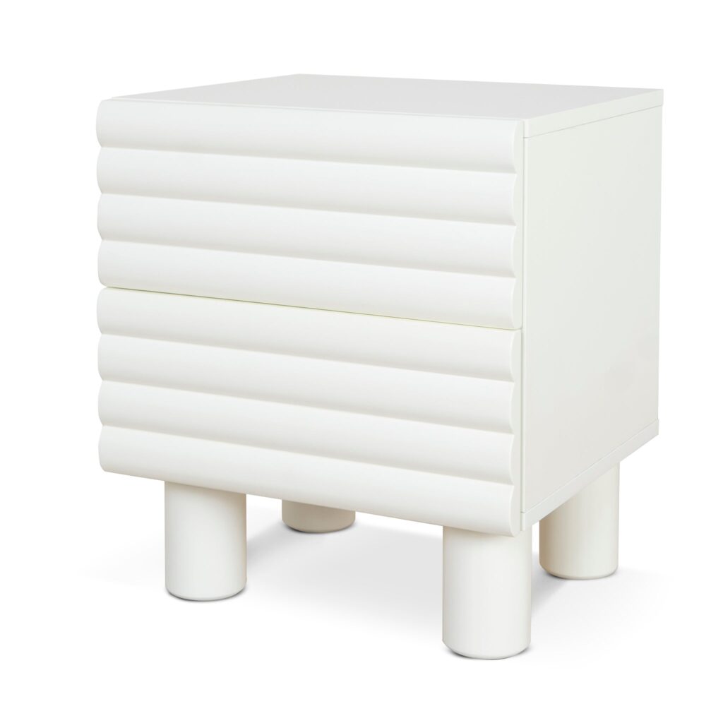 Rafi 48cm White Bedside Table with Drawers