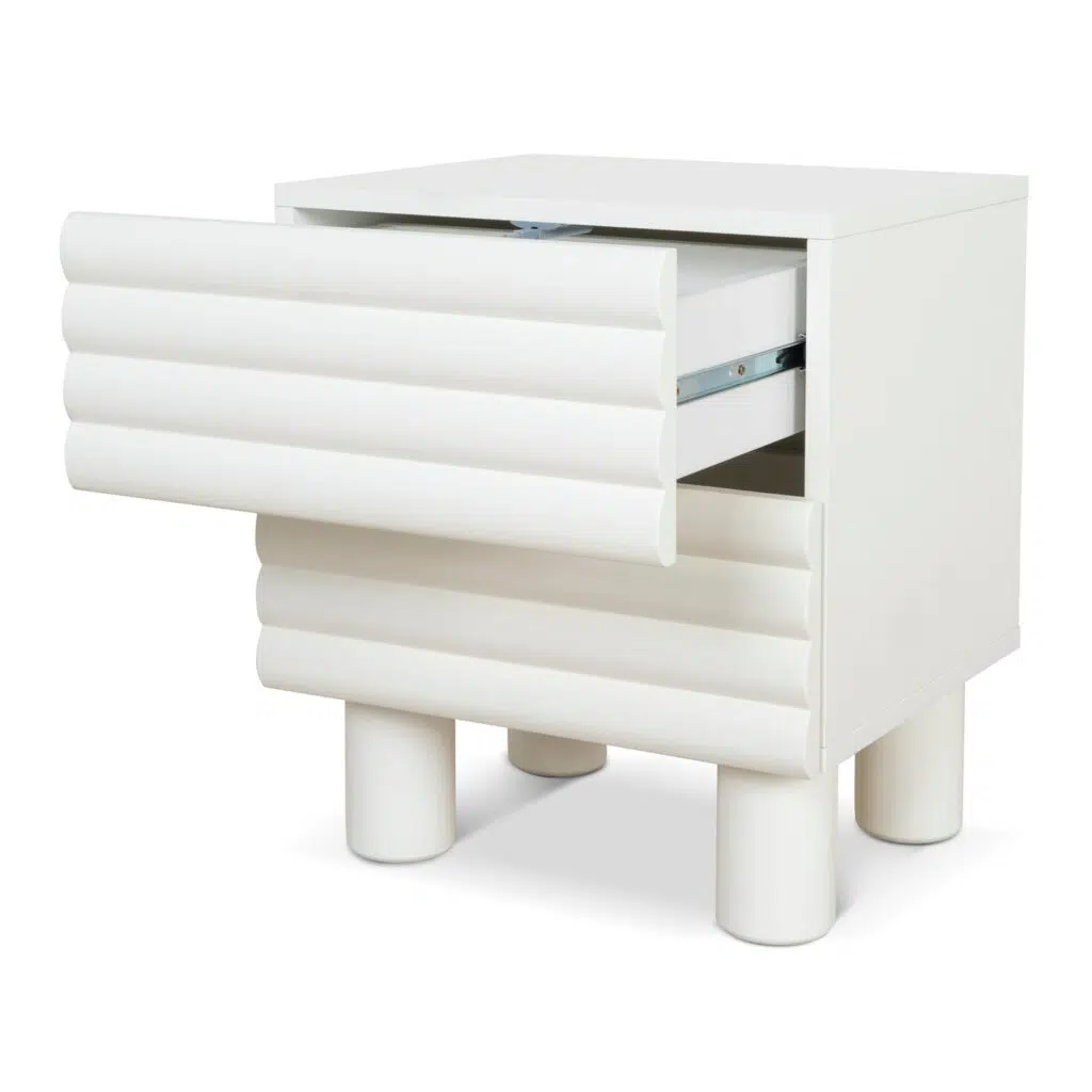 Rafi 48cm White Bedside Table with Drawers