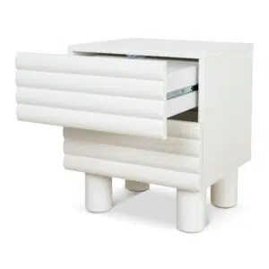 Rafi 48cm White Bedside Table with Drawers
