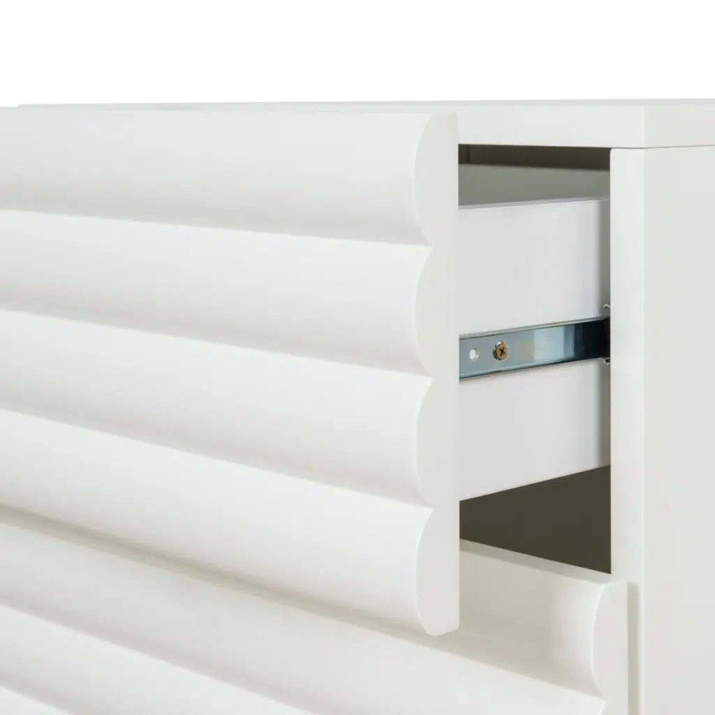 Rafi 48cm White Bedside Table with Drawers