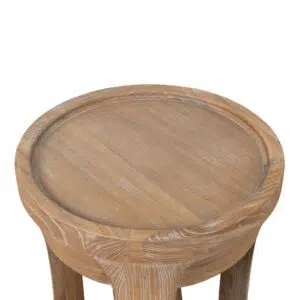 Dark Natural 34.5cm Side Table, Elegant Design, Solid Elm Wood, Compact