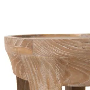 Dark Natural 34.5cm Side Table, Elegant Design, Solid Elm Wood, Compact Storage Solution