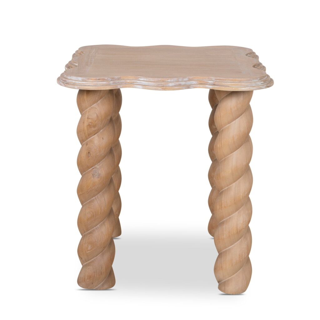 Sleek 55cm Natural Side Table with Spiral Legs