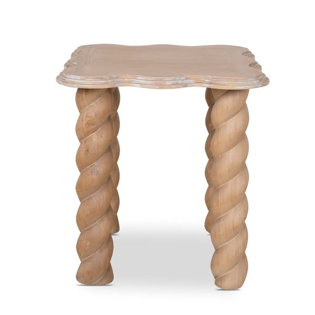 Sleek 55cm Natural Side Table with Spiral Legs