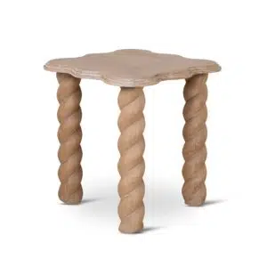 Sleek 55cm Natural Side Table with Spiral Legs