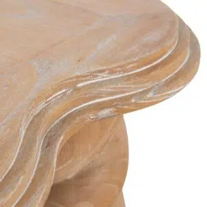 Sleek 55cm side table, natural finish, minimalist design, solid elm wood, spiral legs, versatile for home spaces.