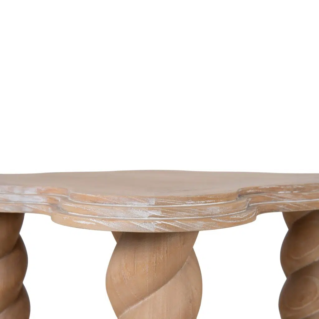 Sleek 55cm Natural Side Table with Spiral Legs