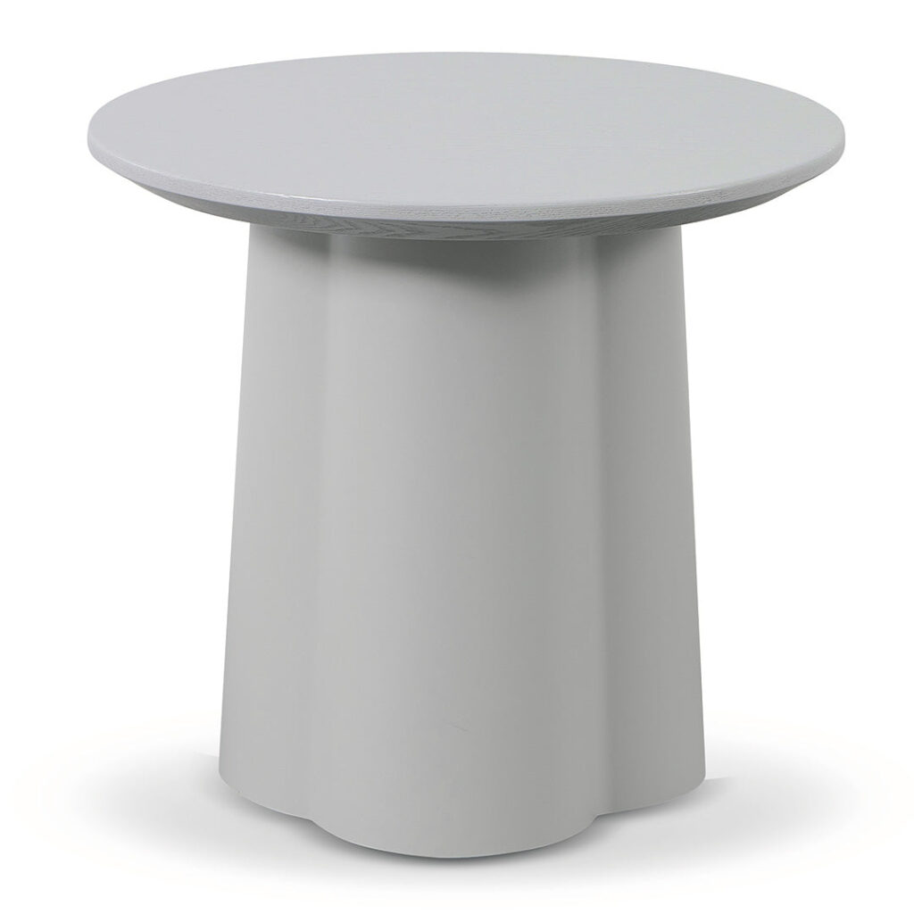 Light Grey Round Side Table Modern Curved Design