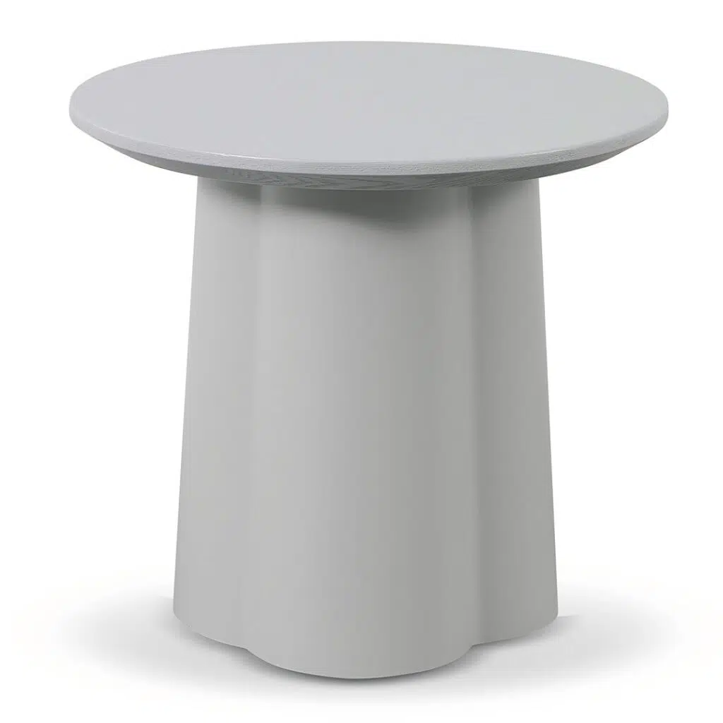 Light Grey Round Side Table Modern Curved Design