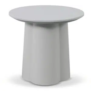 Light Grey Round Side Table Modern Curved Design