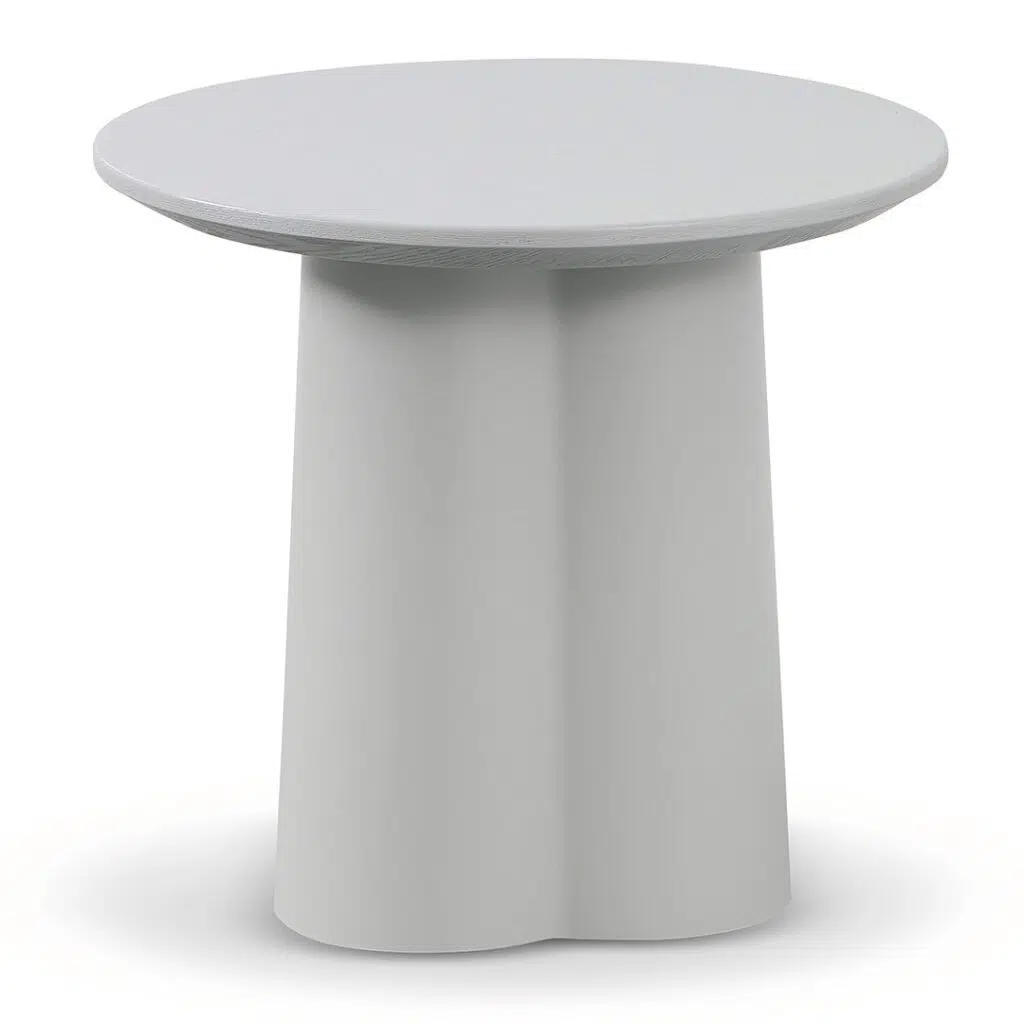 Light Grey Round Side Table Modern Curved Design