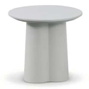 Light Grey Round Side Table Modern Curved Design