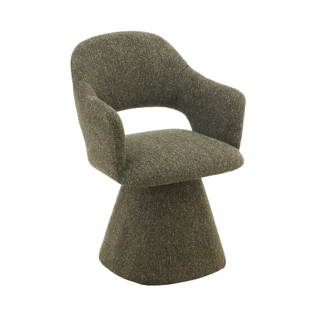 Pine Green Swivel Dining Chair, Modern Design, Durable Fabric, Comfortable Seating