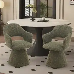 Pine Green Swivel Dining Chair, Modern Design, Durable Fabric, Comfortable Seating