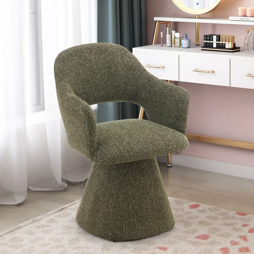 Pine Green Swivel Dining Chair, Modern, Comfortable, Durable