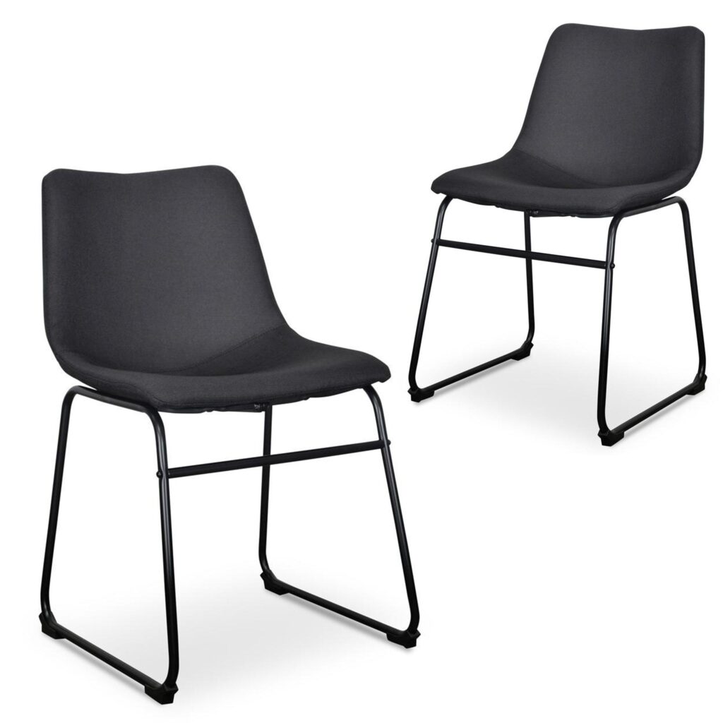 Black Modern Dining Chair Set of 2, Minimalist Danish Style, Durable Steel Frame