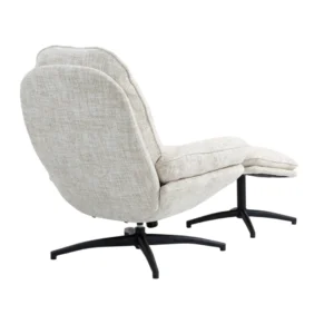Elegant Accent Chair with Footstool, Swivel and Tilt, Beige Polyester, Space-Saving Design