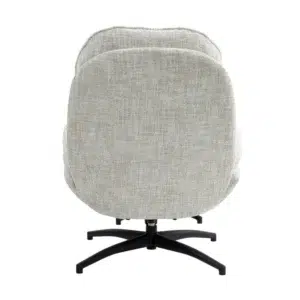 Elegant Accent Chair with Footstool, Swivel and Tilt, Beige Polyester, Compact Size